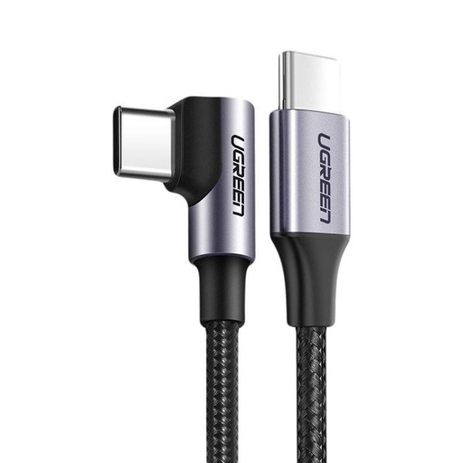 [86863] UGREEN USB-C to USB-C PD Fast Charging 90 Degree Cable 3A Max Gray Black 1m