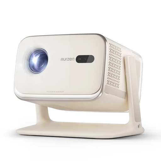 [86987] Aurzen BOOM Mini 1080p 2.4G + 5G Auto Focus & Keystone Speaker 10W Google TV Projector - Beige