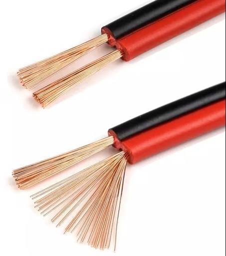 [87038] S.WIELER 17AWG OD3.7X7.4{(48/0.17OFC) X 2} Red/Black PVC Jacket Speaker Cable - 100M/roll