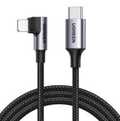 [87007] UGREEN USB-C to Lightning PD Fast Charging 90 Degree Cable 3A Max Black 2m