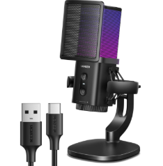[87036] UGREEN USB 24bit/96kHz Condenser Mic with Quick Mute Desktop Gaming Microphone