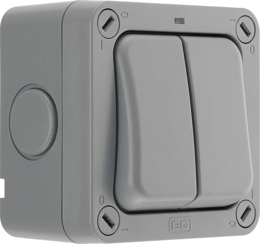 [87376] BG UV stable IP66 20AX Wide Rocker Double Switch/ 2 Way/ Neon Storm Weatherproof