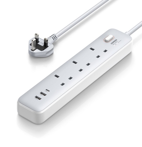 [87443] UGREEN 30W 3 AC Power Strip with Master Switch (2A1C)